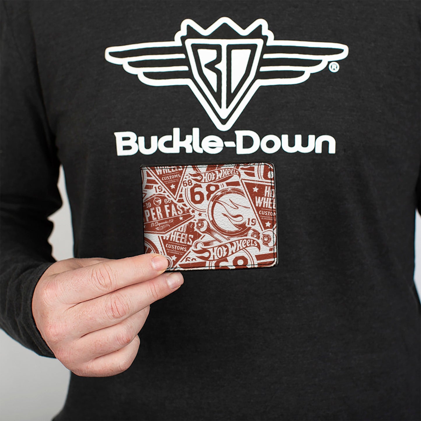 Bi-Fold Wallet - Hot Wheels 68 Icons Collage Burgundy/White