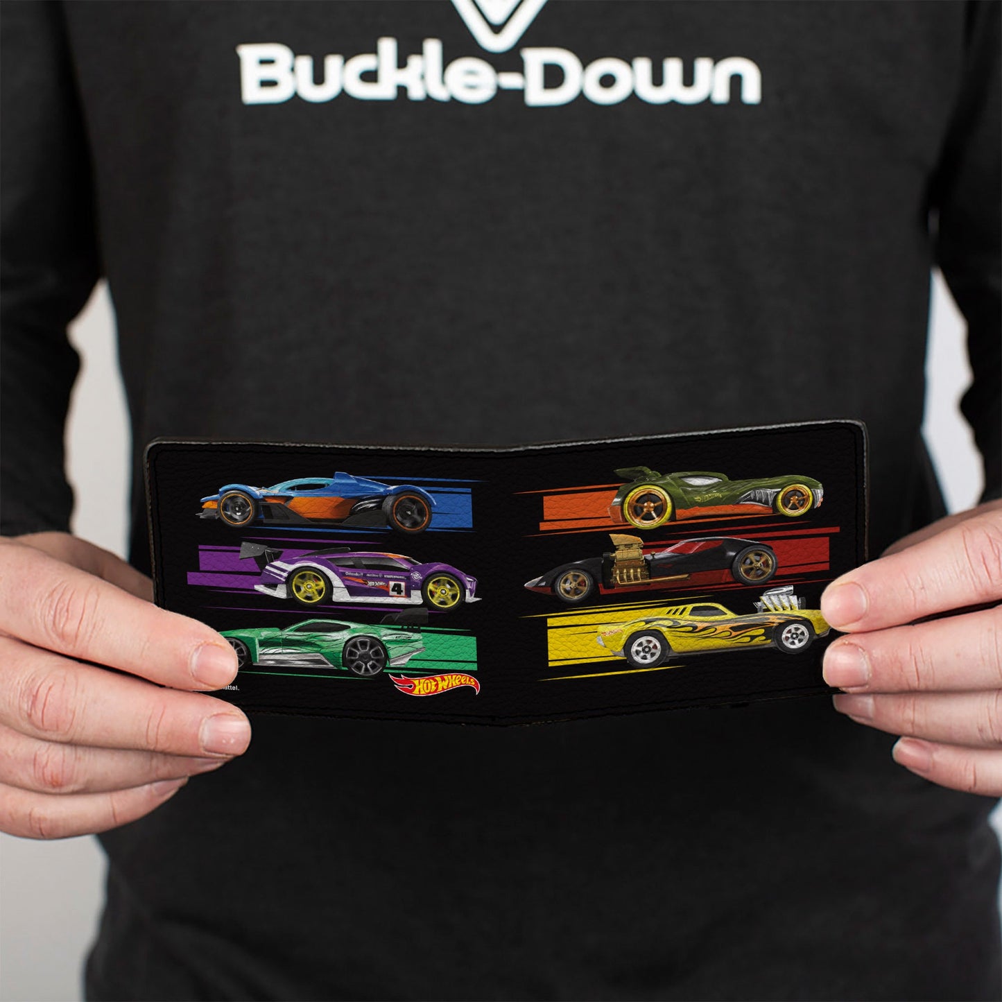 Bi-Fold Wallet - Hot Wheels Six Sportscar Profiles Black/Multi Color
