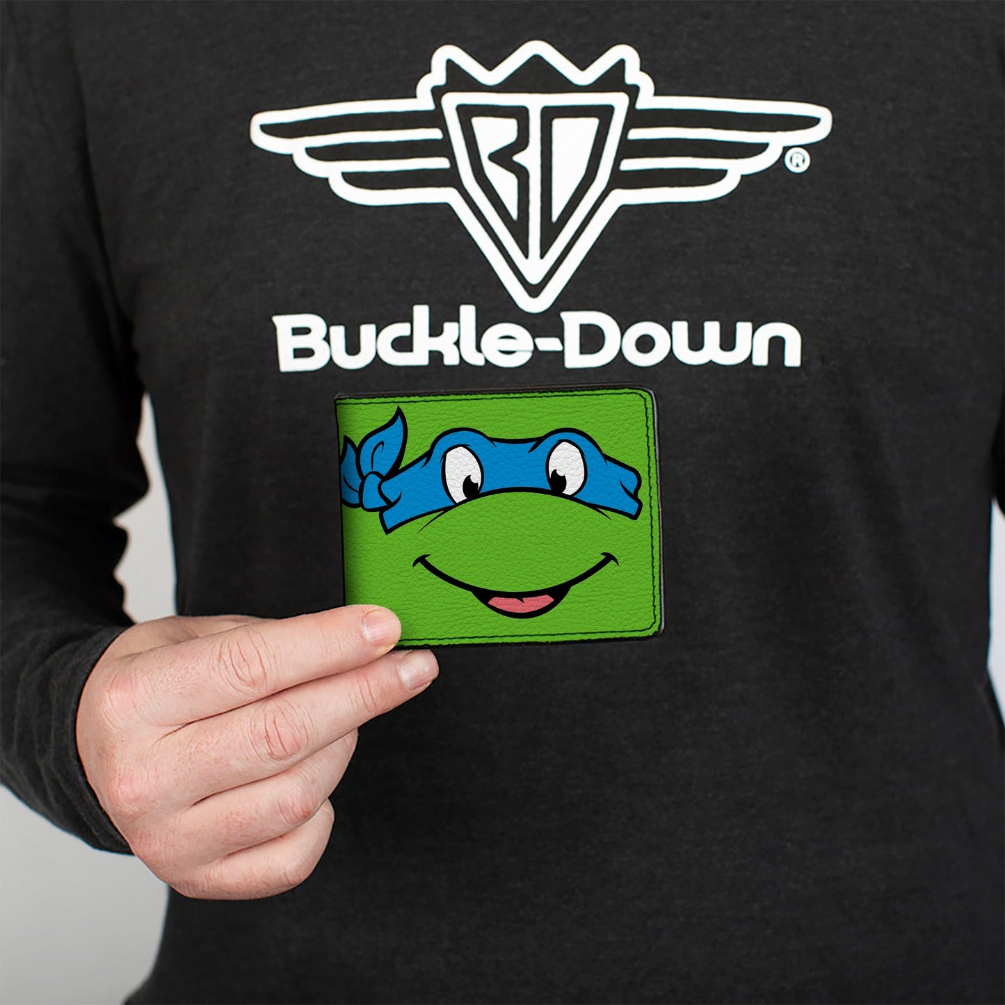 Bi-Fold Wallet - Classic TMNT Leonardo Face CLOSE-UP Green Blue