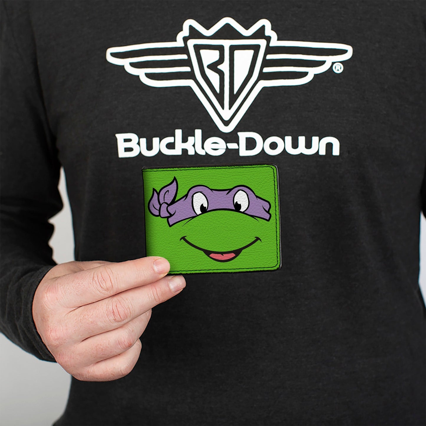 Bi-Fold Wallet - Classic TMNT Donatello Face CLOSE-UP Green Purple