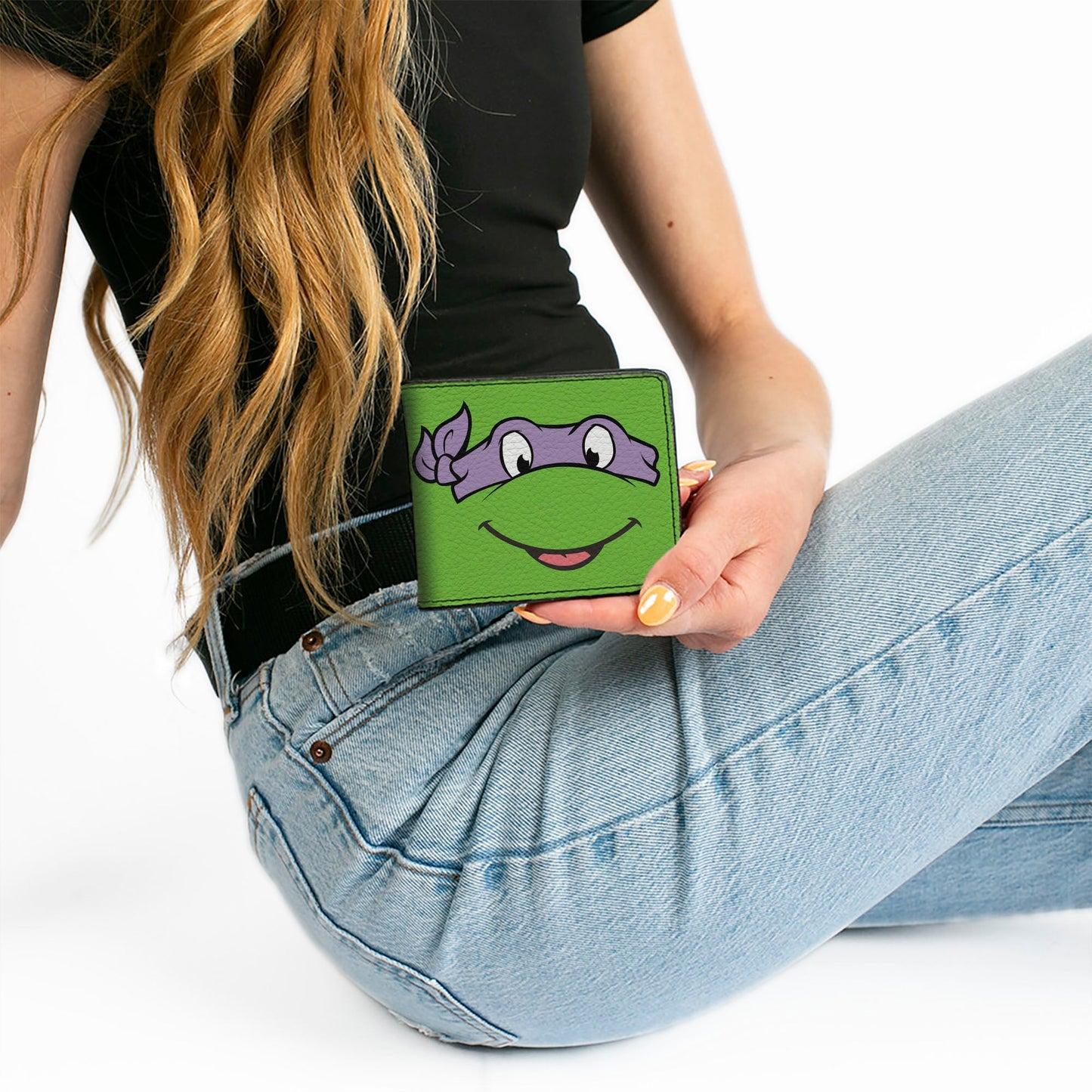 Bi-Fold Wallet - Classic TMNT Donatello Face CLOSE-UP Green Purple