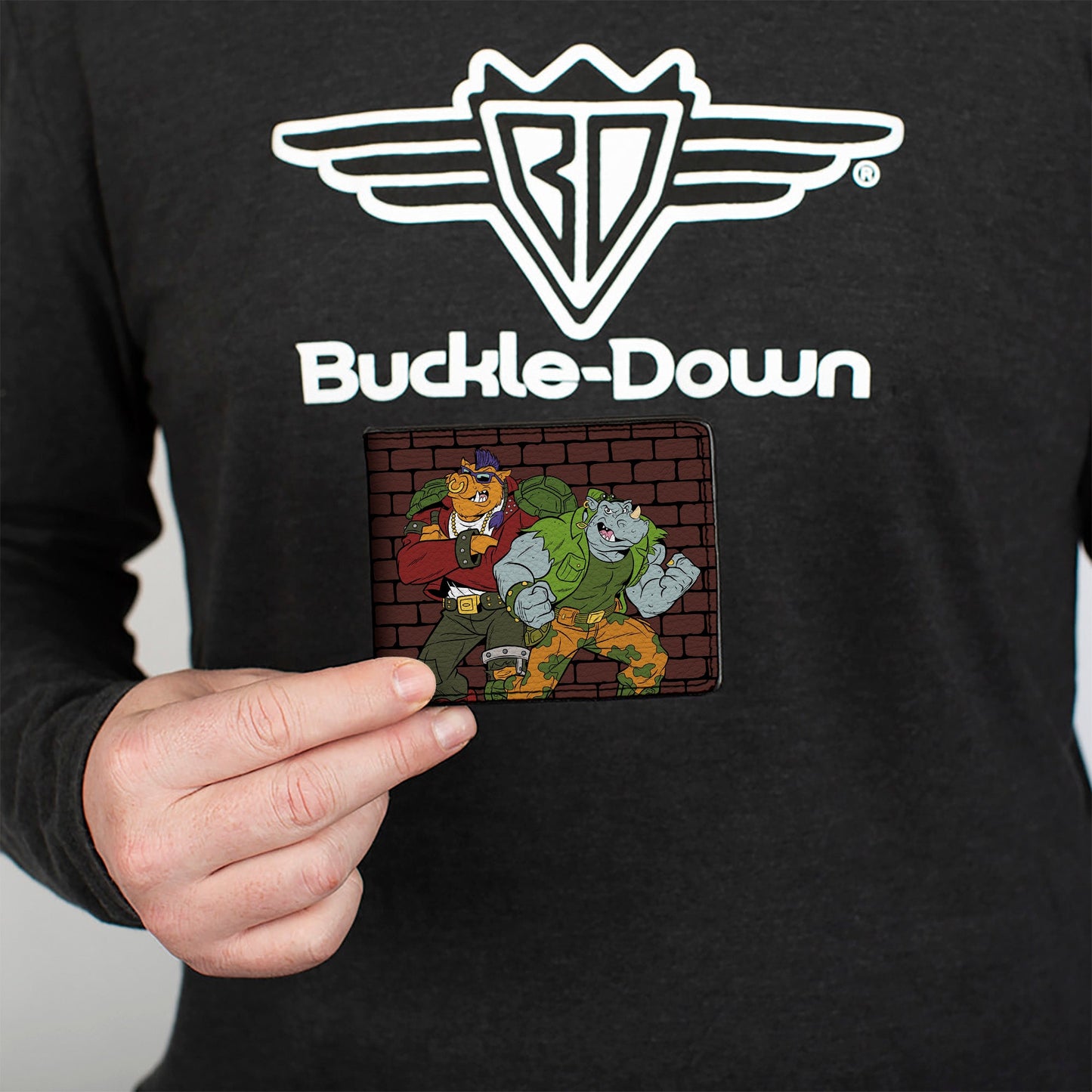 Bi-Fold Wallet - Rocksteady & Bebop Pose + TMNT Logo Bricks
