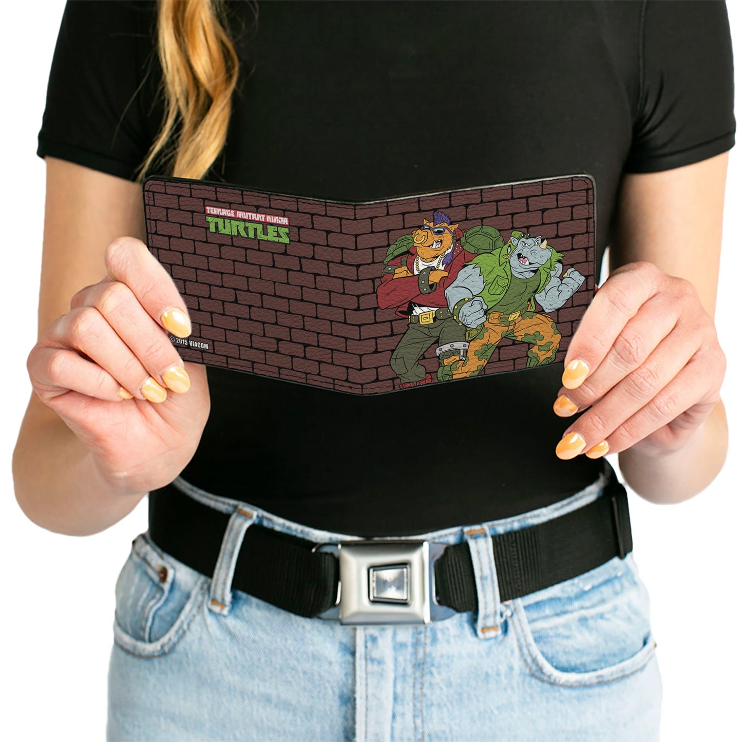 Bi-Fold Wallet - Rocksteady & Bebop Pose + TMNT Logo Bricks