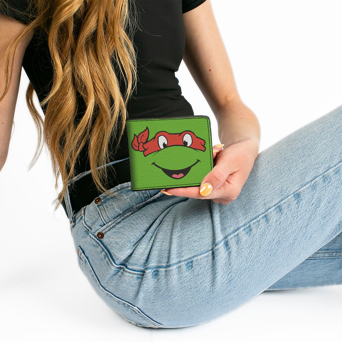 Bi-Fold Wallet - Classic TMNT Raphael Face CLOSE-UP Green Red