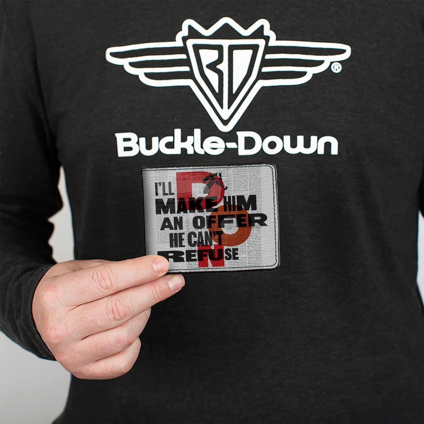 Bi-Fold Wallet - The Godfather I'LL MAKE HIM AN OFFER and Title Logo News Print White/Black/Red