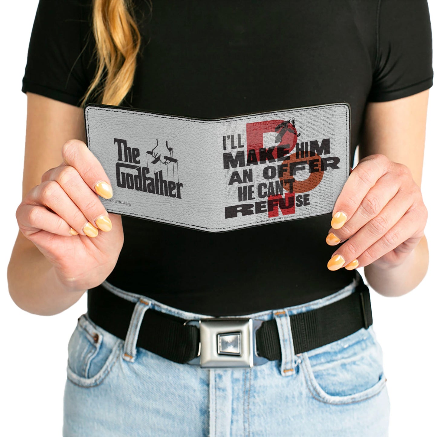 Bi-Fold Wallet - The Godfather I'LL MAKE HIM AN OFFER and Title Logo News Print White/Black/Red