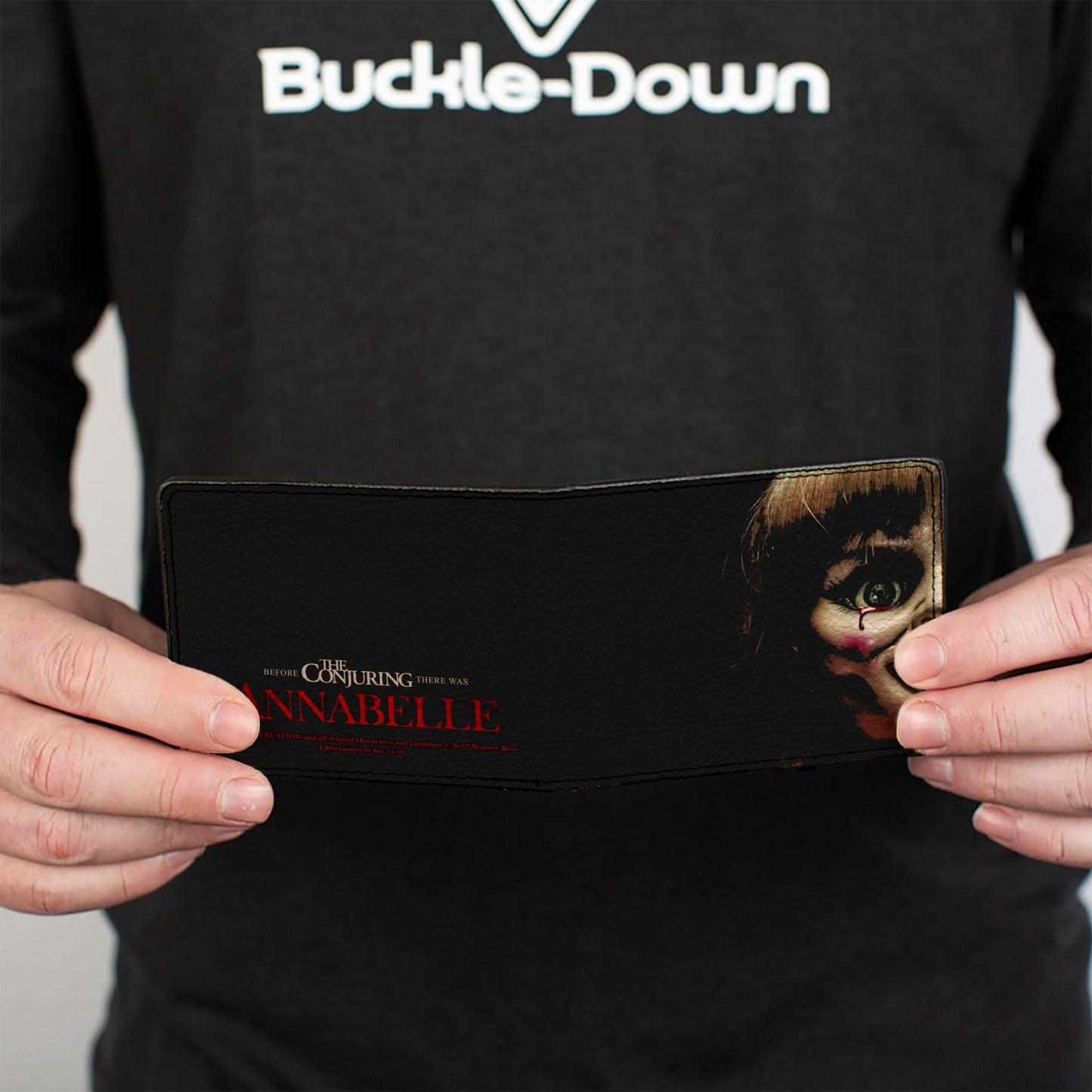 Bi-Fold Wallet - Annabelle Half Face + ANNABELLE Logo Black Tan Red