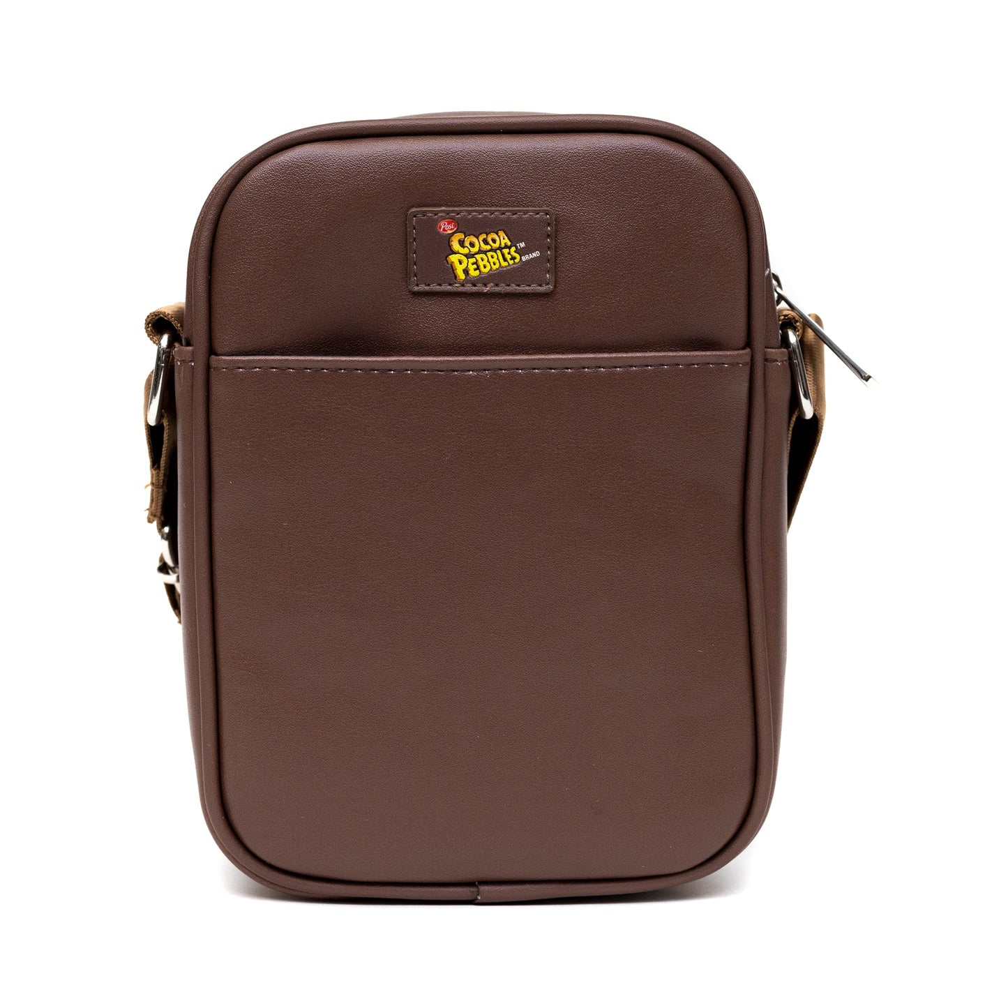 The Flintstones Bag, Cross Body, Cocoa Pebbles Fred and Barney Cereal Box Replica, Brown, Vegan Leather