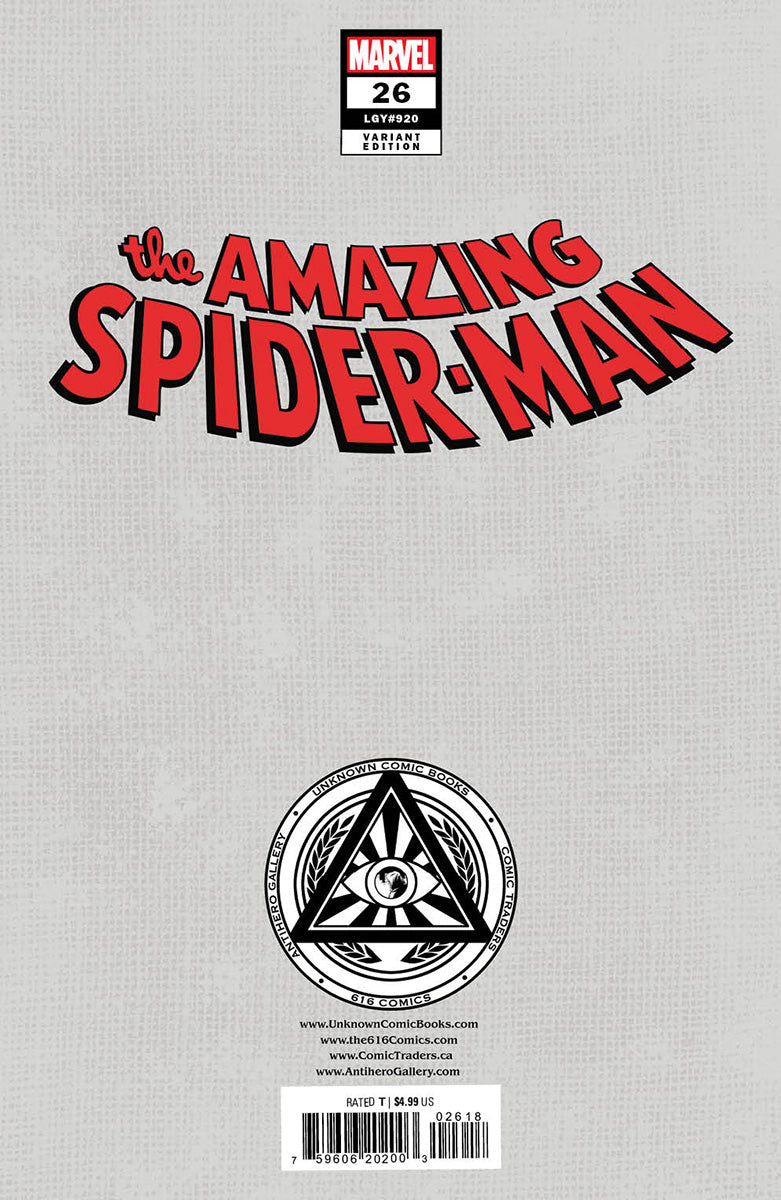 Amazing Spider-Man #26 Unknown Comics Kaare Andrews Exclusive Var (05/31/2023)