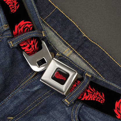 HOT WHEELS Flaming Logo Full Color Black/Red Seatbelt Belt - HOT WHEELS Flaming Logo Black/Red Webbing