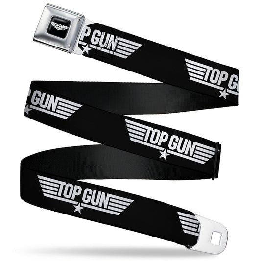 TOP GUN Title Logo Full Color Black/White Seatbelt Belt - TOP GUN Title Logo Black/White Webbing