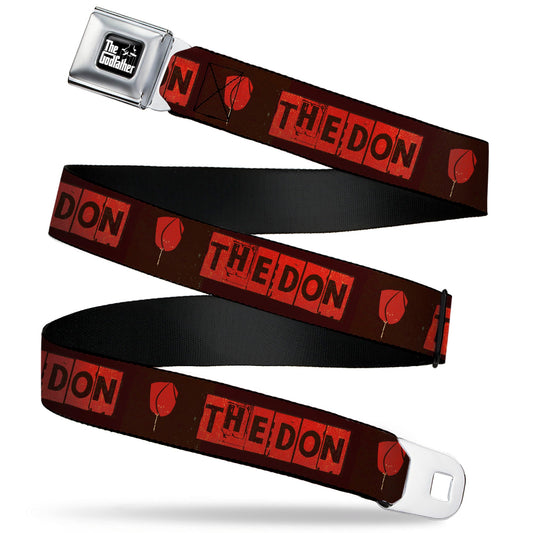 THE GODFATHER Title Logo Full Color Black/White Seatbelt Belt - The Godfather THE DON Blocks and Rose Black/Red Webbing