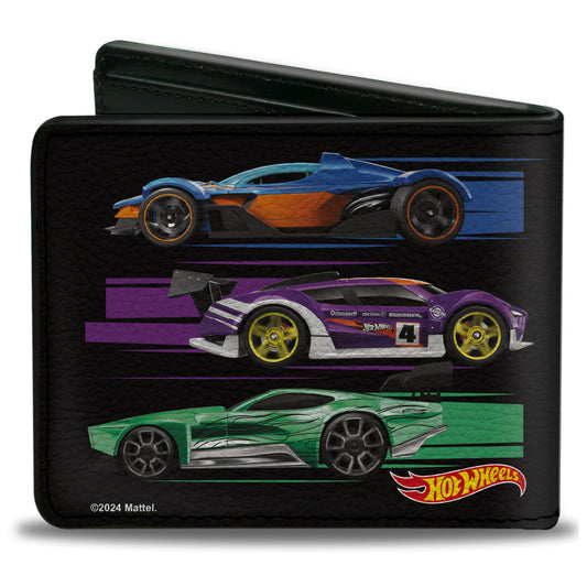 Bi-Fold Wallet - Hot Wheels Six Sportscar Profiles Black/Multi Color