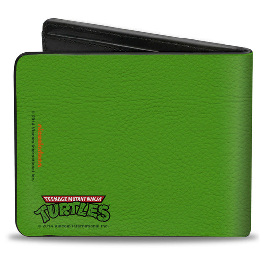 Bi-Fold Wallet - Classic TMNT Donatello Face CLOSE-UP Green Purple