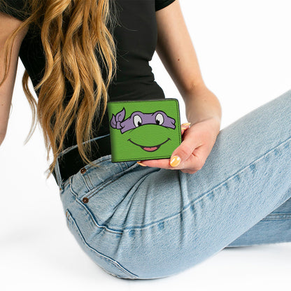 Bi-Fold Wallet - Classic TMNT Donatello Face CLOSE-UP Green Purple