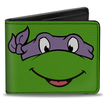Bi-Fold Wallet - Classic TMNT Donatello Face CLOSE-UP Green Purple