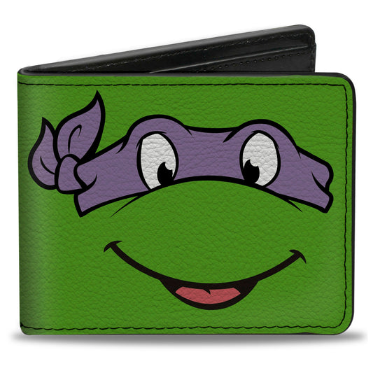 Bi-Fold Wallet - Classic TMNT Donatello Face CLOSE-UP Green Purple