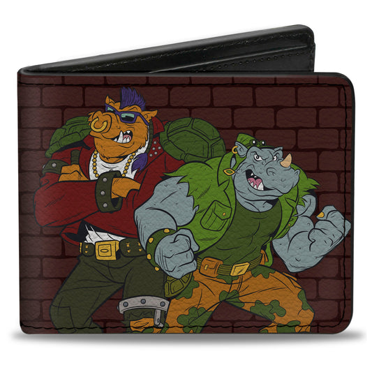 Bi-Fold Wallet - Rocksteady & Bebop Pose + TMNT Logo Bricks