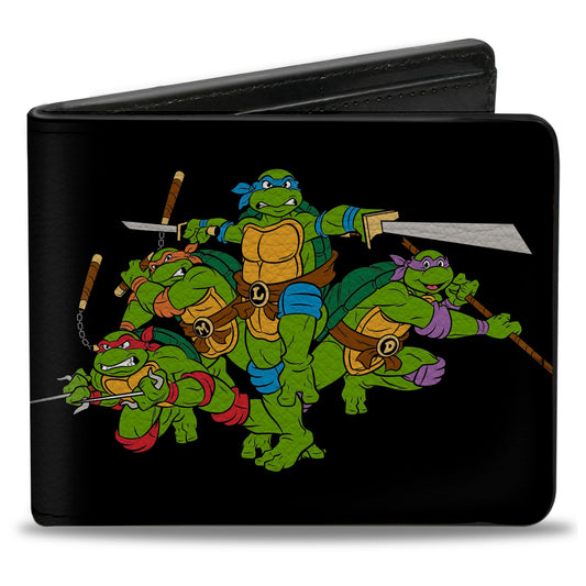 Bi-Fold Wallet - Classic TMNT Group Pose + TMNT WORLD TOUR 84 Black Green