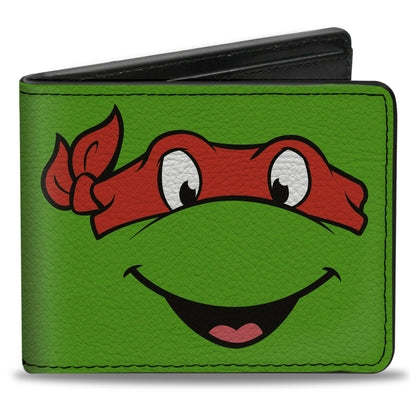 Bi-Fold Wallet - Classic TMNT Raphael Face CLOSE-UP Green Red