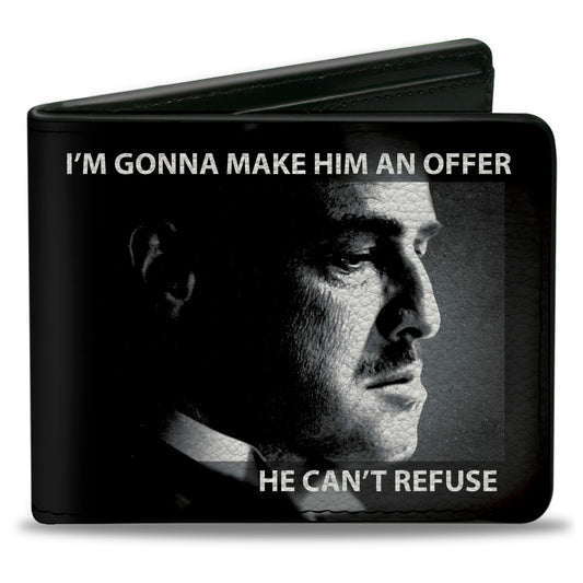Bi-Fold Wallet - The Godfather Vito Corleone I'M GONNA MAKE HIM AN OFFER Pose Black/White