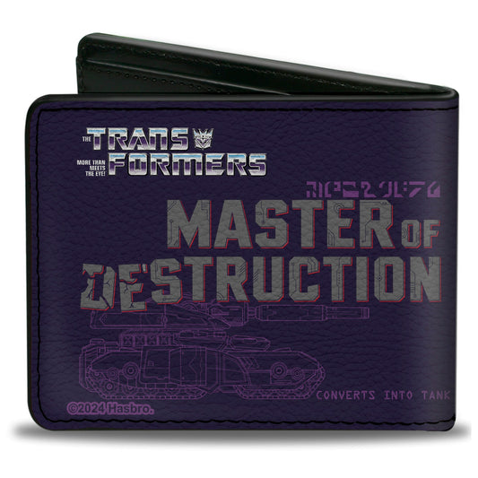 Bi-Fold Wallet - Transformers MEGATRON DECEPTICON MASTER OF DESTRUCTION and Tank Purples