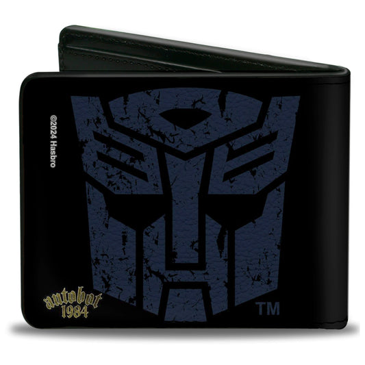 Bi-Fold Wallet - Transformers GRIMLOCK Sword Pose and Autobot Shield Black/Blue/Beige