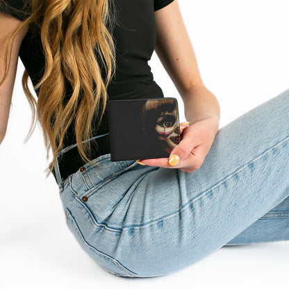 Bi-Fold Wallet - Annabelle Half Face + ANNABELLE Logo Black Tan Red