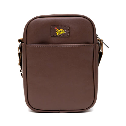 The Flintstones Bag, Cross Body, Cocoa Pebbles Fred and Barney Cereal Box Replica, Brown, Vegan Leather